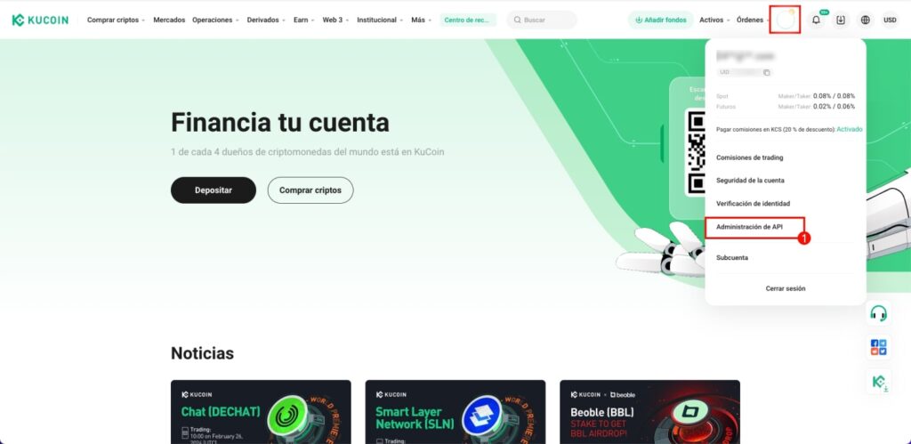 Administración de API Kucoin Royal Q