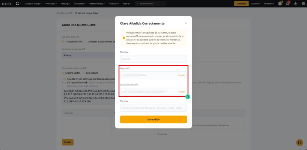 Royal Q Bybit API KEY SECRET KEY