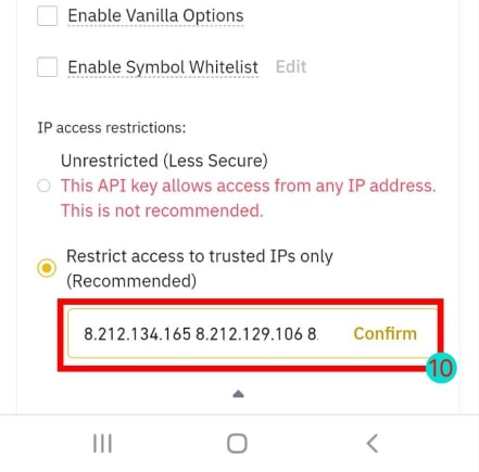 Binance restringir ip royql q api