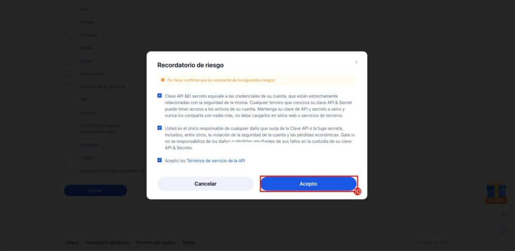 Gate io conexión api key con royal q