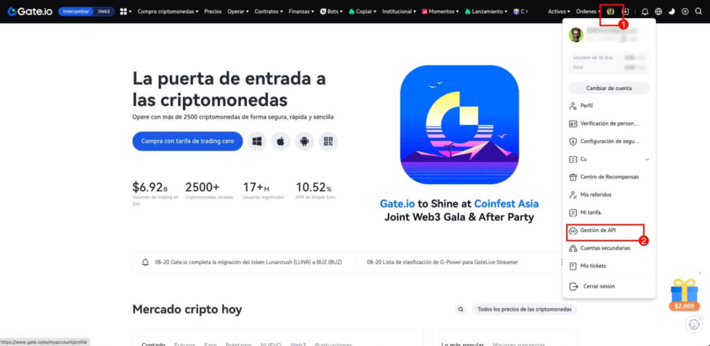 Gateio Gestión de Api Royal Q