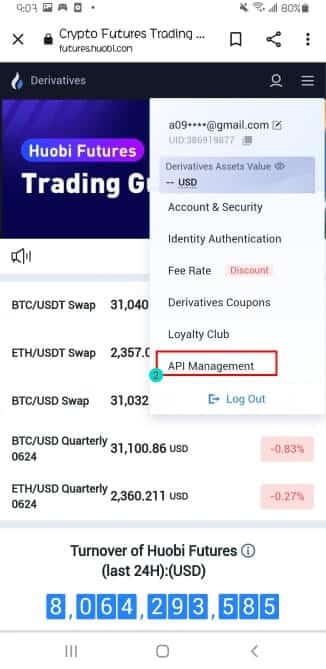 HTX Huobi administrar API Royal Q