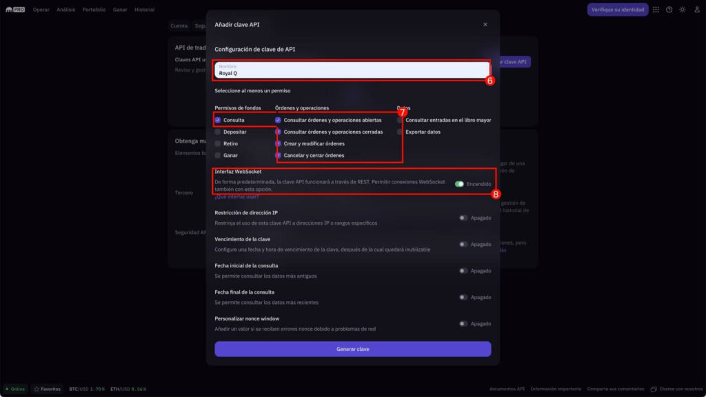 Kraken nombre api royal q