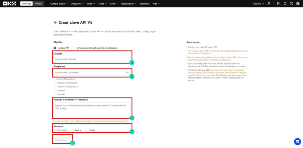 OKX Clave API IP Royal Q