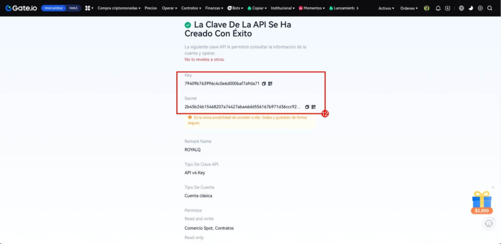 gateio api key secret key royal q