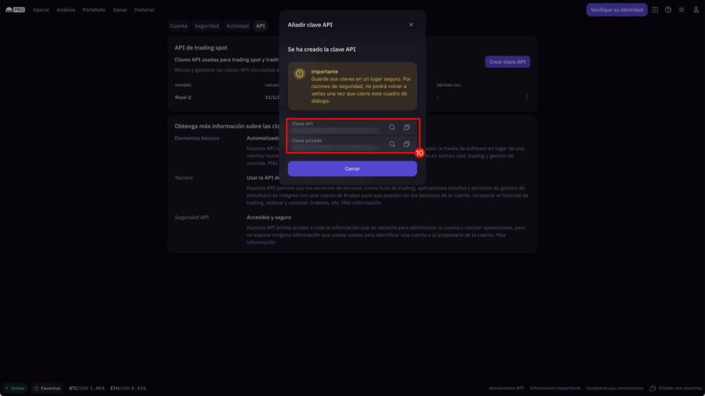 kraken clave api y clave privada royal q