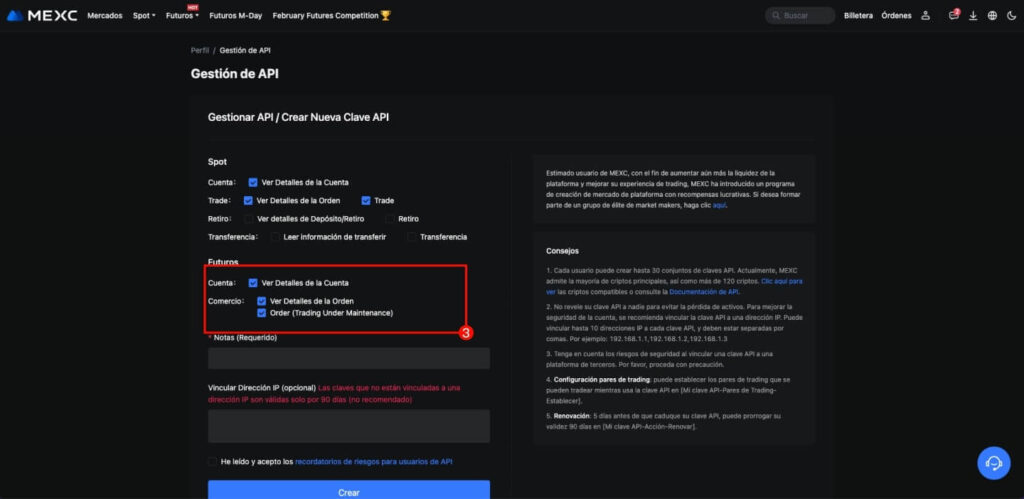 mexc gestion de api y futuros royal q